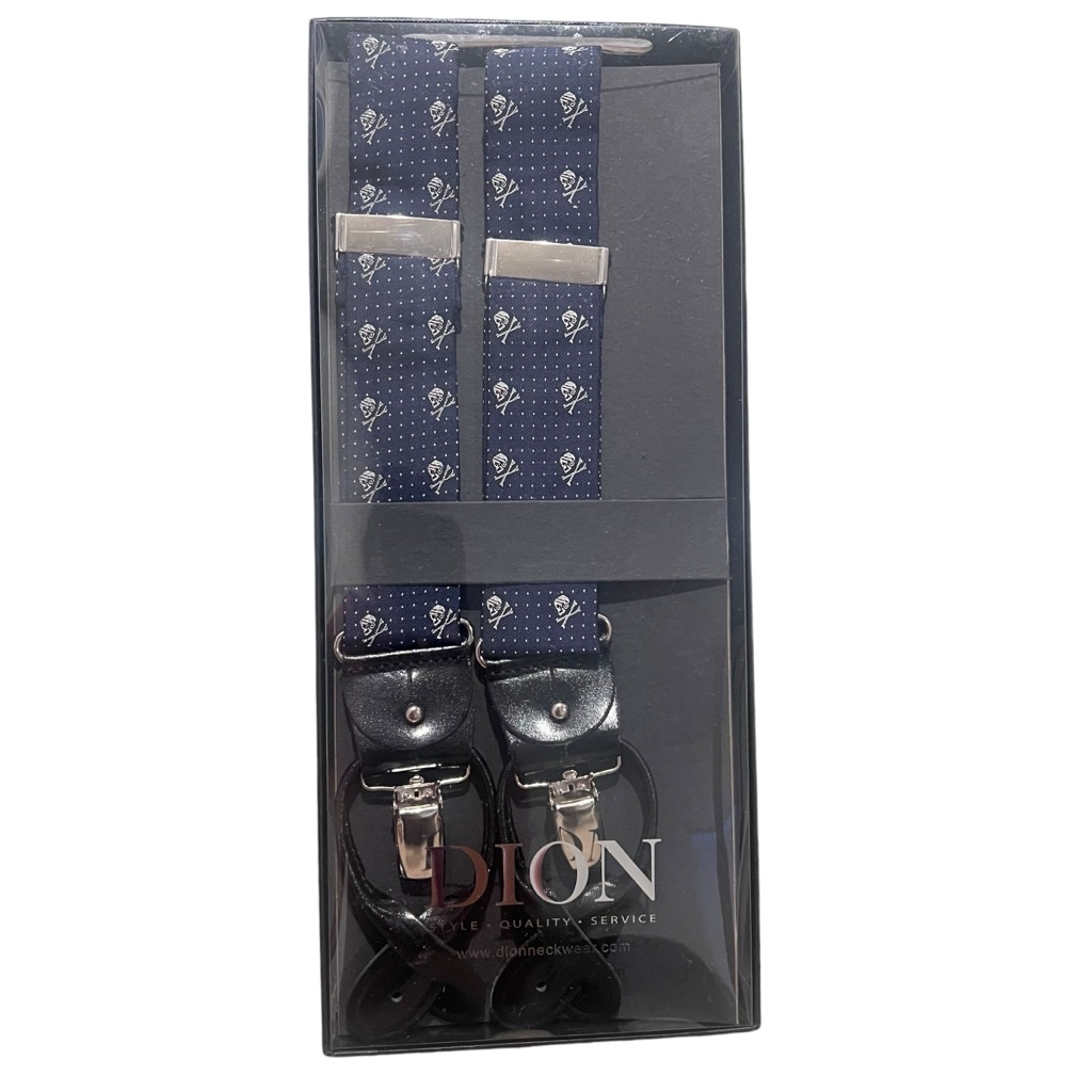 Dion 100% Silk Woven Jacquard Suspenders Braces Mini Teardrop Paisley